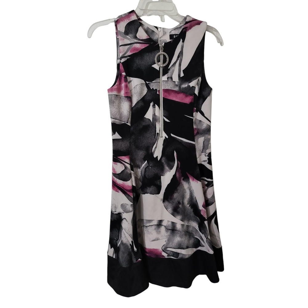 3623) DKNY Sleeveless Abstract Print  Scuba Contrast Fit & Flare Dress Size 6